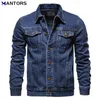 Men's Jackets MANTORS Spring Autumn Mens Denim Cotton Slim Long Sleeve Men Coat Fashion Streetwear Jean Trendy Bomber 220907