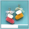 Porte-clés Porte-clés De Voiture Fluffy Pom Poms Porte-clés Bowknot Porte-clés Pour Charme Sac Pendentif De Noël Porte-clés Accessoires X6 Mjfashion Dhpoc