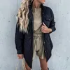 Giacche da donna Giacca invernale Donna Lady Abbigliamento in cotone Lunghezza media Monopetto Risvolto Maniche lunghe Cappotto con spacco abbottonato Capispalla