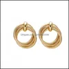 Dangle Chandelier Vintage Gold Sier Round Dangle Earrings Fashion Personalized Elegant Metal Hoop Earring For Women Jew Carshop2006 Dh416