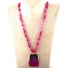 Подвесные ожерелья моды богемные украшения зеленые/ розовые камни завязанный камень для женщин этническое ожерелье