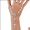 Altri braccialetti Perle bianche Bracciale con ciondolo croce Bracciale Personalità Gesù Bracciali con rosario religioso per gioielli da donna Gi Lulubaby Dha62