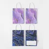 Enveloppe cadeau 5pcs Blue Purple Marble Design Kraft Paper Paper Sac avec manche d'anniversaire emballage Favors Favors Festival Supplies