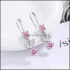 Charme S925 Timbre Sier Plaqué Cristal Charmes Rose Bleu Blanc Zircon Boucles D'oreilles Gland Crochet Type Femmes Bijoux De Mode Wedd Dhseller2010 Dhykx