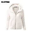 Kvinnorjackor Autumn Winter Warm Jacket Hooded S5xl Casual Female Hoodies Sweatshirt Zipper Coat Solid Soft Fleece 220907