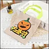 Confezione regalo Sacchetto di lino di Halloween Sacchetto di caramelle di gatto di zucca Tessuto non tessuto Mercato dei bambini Garten Festival Regalo 3 8Cl Q2 Drop Deliver Dhkmo