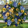 Flores decorativas Guirnaldas Bandera ucraniana Girasol Puerta delantera Guirnalda 20 pulgadas Decoración Girasol Puerta Primavera Guirnalda Adorno festivo Decoración Primavera H8O3 T220905