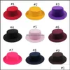 Stingy Brim Hats Felt Hat Fedoras Bk Mens Womens 2021 Fedora Hats For Women Men Woman Man Flat Top Cap Female Male Jazz Caps Autumn W Dhphl