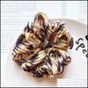 Favor Favor Feminino Moda Scrunchies Florais Elastic Hair Bands Impressão Scrunchie Silk Hairband Head Railtail Ponytail Drop Delivery Dhotd