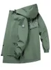 Мужские траншевые пальто Spring Men Wursbreaker Long Trench Poat Black Green Plus Plus Size Size с капюшоном Oversoat Casual Jackets 8xl 220907