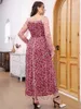 Plus Size Kleider TOLEEN Langes rosa Blumen-elegantes Abendkleid Frauen Spitze atmungsaktive Kleidung für Party Festival enge Taille
