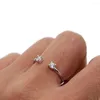 Cluster Rings 100% 925 Sterling Silver Midi Double Cz Paved Open Finger For Women Kunckle Ring Jewelry Valentine Gift Delicate Tiny