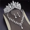 Ensembles de bijoux de mariage magnifique Costume de mariée pour les femmes goutte d'eau cristal diadème africain couronne collier boucle d'oreille ensemble