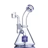 7.9 Inch Purple Concentrate Hookah Rigs Matrix Tire Perc Recycler Glass Water Bongs Oil Dabber Smoking Bubbler Pipes