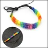 Charm-Armbänder Charm Lesbische Valentinstagsgeschenke LGBT-Flagge Geflecht Handgefertigtes Regenbogen-Gay-Pride-Armband Liebe Zarte Freundschaftsarmbänder Dhjxg