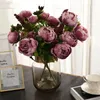 Decoratieve bloemen 13 takken mini kunstmatige pioenboeketten nepplantbloem voor bruiloftsfeestkantoor el en huizendecoratie