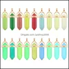 Charms Wholesale Highlight Color Luminous Stone Hexagon Charms Pendant Trendy Sier Golden For Earrings Necklace Jewelry Dhseller2010 Dhrn1