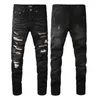 Mens Designer Jeans Badge Rips Stretch Black Fashion Men's Angustied Ripped Skinny eans Slim Motorcycle Moto Biker Causal Mens Denim Pants Hip Hop