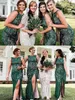 Vintage Lace Green Bridesmaid Dresses Ever Pretty Appliques Sexig High Split Mermaid Wedding Gäster Klänningar 2023