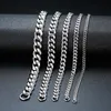 Mens 3-11mm Stainless Steel chain bracelet Curb Cuban Link Chain Bracelets for Women Unisex Wrist Jewelry