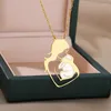 Pendentif Colliers Femme Bébé Maman En Acier Inoxydable Or Couleur Chaîne Collier Double Amour Coeur Mujer Fête Des Mères Cadeau De Noël