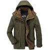 Men's Jackets Mid-length Plus Velvet Thick Cotton-padded Jacket Winter Hooded Parka Hat Removable Coat Men Jaqueta Masculina Size 6XL 220907