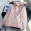 Sweats à capuche pour femmes Sweatshirts paresseux en peluche et fermeture éclair épaisse automne hiver mode femmes sweat à capuche manteau Y2K coréen couleur unie à manches longues femme 220907