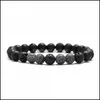 Fili di perline 8mm Nero Pietra lavica Filo Turchese Occhio di tigre Braccialetti con perline Bracciale diffusore di olio essenziale per donna Uomo Gioielli D Dhkmh