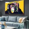 Peinture sur toile avec singe Animal moderne, affiches et imprimés d'écoute de musique, tableau d'art mural pour salon, décoration de la maison, Cuadros