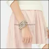 Catena a maglie New Fashion Mtilayer Bracciale in pelle avvolgente per donna Trendy Crystal Open Cuff con braccialetti con fibbia magnetica Drop Dh9F8