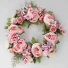 Couronnes de fleurs décoratives pivoine simulée guirlande anneau en rotin décoration photographie accessoires couronne de mariage fleur porte décoration T220908