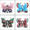 Other Snap Button Jewelry Components Enamel Colorf Butterfly 18Mm Metal Snaps Buttons Fit Bracelet Bangle Noosa Drop Deli Dhseller2010 Dhcsf