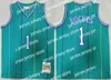 Il college indossa maglie uomini basket vintage Alonzo Mourning Jersey 33 Tyrone Msy Bogues 1 Larry Johnson 2 Green White Purple Sport Team