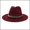 Cappelli a tesa larga Uomo Donna Cappello Jazz Cappelli formali Cappellino a tesa larga Panama Cappellini Fedora in feltro Lady Donna Trilby Chapeau Lovers Winte Lulubaby Dhwst