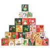 Embrulho de presente 24pcs Caixa de calendário de advento de Natal Kraft Cookies de doces infantis Favors de ano de ano Navidad 2022 Decoração de Natal