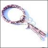 Other Bracelets Car Leather Bracelet Keychain Leopard Pu Monogrammed O Key Ring Circle Wristlet Jewelry Wrist Strap Women Gift Q22Fz Dhphq