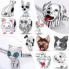 925 branelli di fascino d'argento ciondola animali gufo tartarughe charms simpatico gatto cane topo tallone adatto pandora charms braccialetto accessori gioielli fai da te