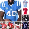 American College Football Wear College 2021 Red Ole Miss Rebels Football Jersey NCAA College 10 Eli Manning 14 Bo Wallace 49 Patrick Willis