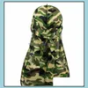 Camuflagem de gorro/crânio Durags durag masculino turbano bandana headwrap happ chapéu de chapéu de tampa de motociclista chaps chapéus de cabelo acce lulubaby dhdcm