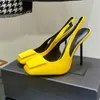 Scarpe eleganti in raso di seta giallo blu Scarpe da donna Décolleté con punta a punta Fibbia Tacco alto di lusso Nero 11,5 cm Scarpe da ballo sexy poco profonde Scarpe da sposa Taglia grande US12