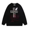 Erkek Sweaters High Street Crewneck Sweater Erkekler Harajuku Mektubu Nakış Külotu Büyük Boy Knit Çift Street Giyim Sonbahar Nötr