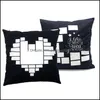 Pillow Case Sublimation Blank Pillows Er Love Heart Pillowslip Black Men Women Moon Star Pillow Case Household Fashion 8Ex P2 Drop De Dhbjw