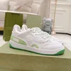 Og Fashion White Basket Casual Shoes الرجال النساء قماش أحذية رياضية جلدية حقيقية مع المطاط الأخضر Tainer حذاء رياضي 2023