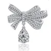 INS TOP SELT Sweet Wedding Bow Rings Luxury Jewelry 925 Sterling Silver Water Drop White Topaz CZ Diamond Gemstones 파티 영원