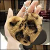 Key Rings Fashion Leopard Pompoms Key Rings Fluffy Faux Fur Colorf Plush Kaychain Pendant For Girls Women Charm Car Keyfobs Holder Dr Dhmxn