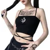 Canotte da donna IMCUTE Gothic Stampa da donna Bretella senza maniche Collo quadrato Slim Crop Top Sexy Halter Bottoming Shirt 2022 Girls Party