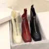 Echtes Leder Martin Stiefel Damen Frontreißverschluss Winterschuhe Damen Neue Baumwolle gepolsterte Stiefeletten Mit Box