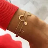 Link Bracelets Boho Gold Color Moon Moned Crystal Set Women Vintage Horn Charm Bangle Fashion Party Mujer Hand Jewelry al por mayor 2022