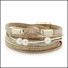 Bracciale avvolgente in pelle da tennis Chiusura magnetica Mti Layer Strand Braccialetti in corda boema Bracciale in cristallo Gioielli per le donne Ragazza teenager Dhk1B