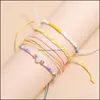 Andra armband 4st/set Friendship Woven Mti-Layers Armband Waterproof Wax String Rope P￤rlor Boho fl￤tade smycken Bangle Q Lulubaby DH5S8